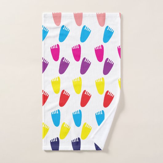 Farbenfrohe Fußabdrücke Badhandtuch Set (Handtuch)