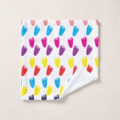 Farbenfrohe Fußabdrücke Badhandtuch Set (Waschlappen)