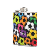 Farbenfrohe Fußball-Balls Design-Flasche Flachmann (Links)