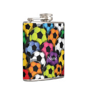 Farbenfrohe Fußball-Balls Design-Flasche Flachmann (Rechts)