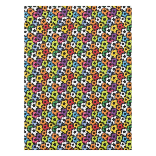 Farbenfrohe Fußball-Balls Design-Tablett Tischdecke (Vorderseite)