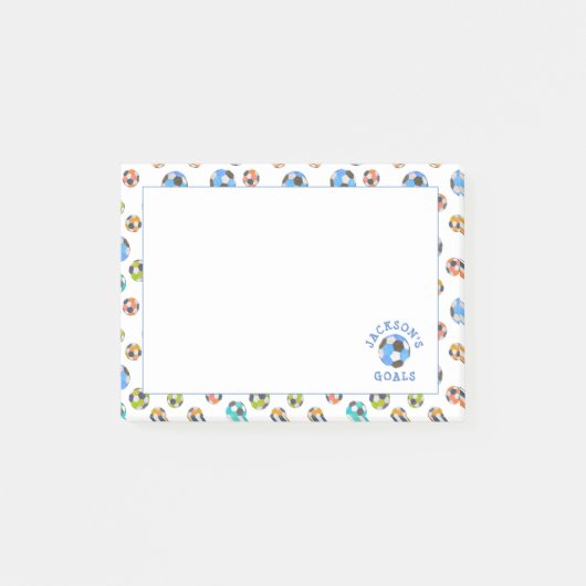 Farbenfrohe Fußball-Balls Kinderziele Hinweise Post-it Klebezettel (Vorderseite)