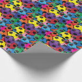Farbenfrohe Fußball-Collage Geschenkpapier (Ecke)