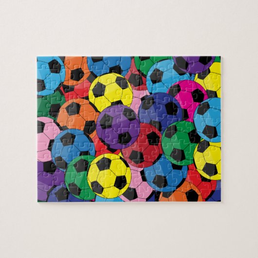 Farbenfrohe Fußball-Collage Puzzle (Horizontal)