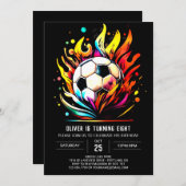 Farbenfrohe Fußball-Kinder zum Geburtstag Einladung (Vorne/Hinten)