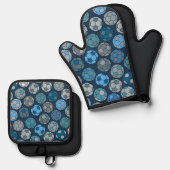 Farbenfrohe Fußball-Muster Ofenhandschuh & Topflappen-Set (Vorderseite/Rückseite)