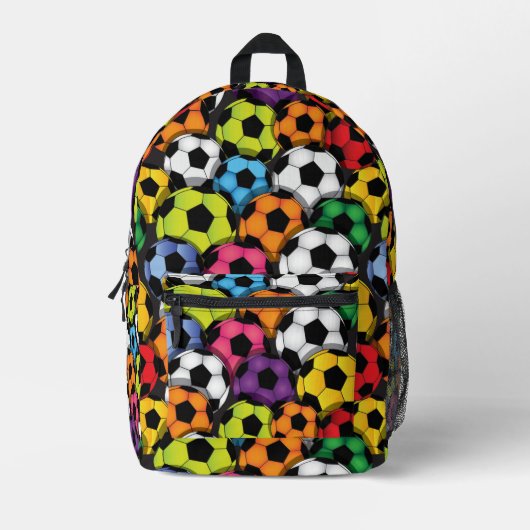 Farbenfrohe Fußballbälle Design Back Pack Bedruckter Rucksack (Vorderseite)