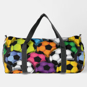 Farbenfrohe Fußballbälle Design Duffel Tasche (Rückseite)