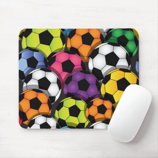 Farbenfrohe Fußballbälle Design Mousepad (Mit Mouse)