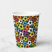 Farbenfrohe Fußballbälle Design Paper Cup Pappbecher (Rückseite)