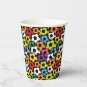 Farbenfrohe Fußballbälle Design Paper Cup Pappbecher (Vorderseite)