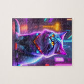 Farbenfrohe futuristische Cyber Cat Puzzle (Horizontal)