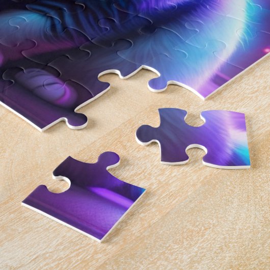 Farbenfrohe futuristische Cyber Cat Puzzle (Seite)