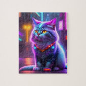 Farbenfrohe futuristische Cyber Cat Puzzle (Vertikal)