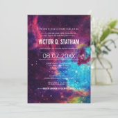 Farbenfrohe Galaxie Bar Mitzvah Party laden ein Einladung (Stehend Vorderseite)