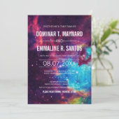 Farbenfrohe Galaxie Einladung (Stehend Vorderseite)