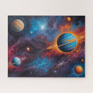 farbenfrohe Galaxie mit Sternen, Planeten und Nebe Puzzle