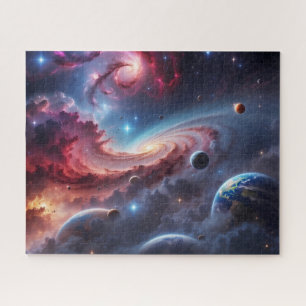 farbenfrohe Galaxie mit Sternen und Nebel Puzzle