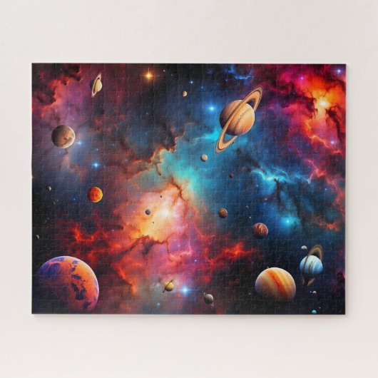 farbenfrohe Galaxie mit Sternen und Nebel Puzzle (Horizontal)