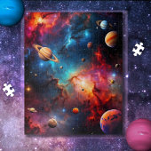 farbenfrohe Galaxie mit Sternen und Nebel Puzzle