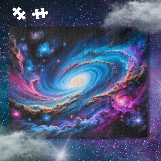 farbenfrohe Galaxie mit Sternen und Nebel Puzzle