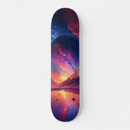 Farbenfrohe Galaxie Planet Mit Blick auf die Alien Skateboard