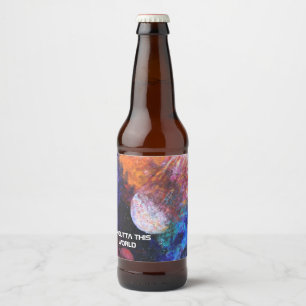 Farbenfrohe Galaxie-Raumgestaltung Cool Bierflaschenetikett