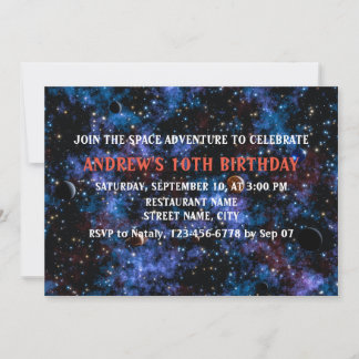 Farbenfrohe Galaxien, Sterne und Planeten im Nacht Einladung
