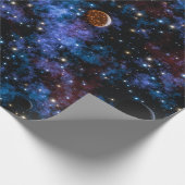 Farbenfrohe Galaxien, Sterne und Planeten im Nacht Geschenkpapier (Ecke)