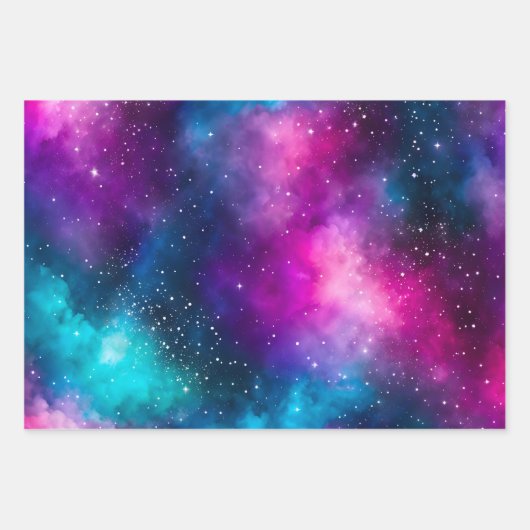 Farbenfrohe Galaxy Art Wrapping Paper Sheets Geschenkpapier Set (Vorderseite 2)