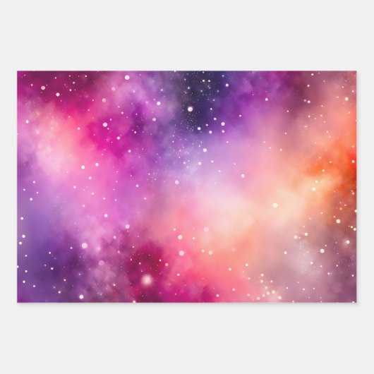 Farbenfrohe Galaxy Art Wrapping Paper Sheets Geschenkpapier Set (Vorderseite 3)