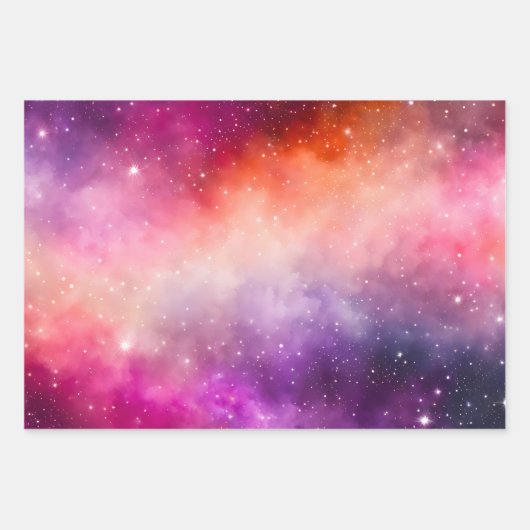 Farbenfrohe Galaxy Art Wrapping Paper Sheets Geschenkpapier Set (Vorderseite 2)