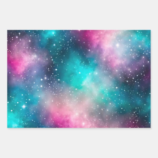 Farbenfrohe Galaxy Art Wrapping Paper Sheets Geschenkpapier Set (Vorderseite 2)