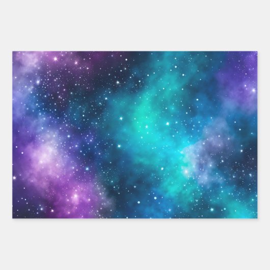 Farbenfrohe Galaxy Art Wrapping Paper Sheets Geschenkpapier Set (Vorderseite 2)