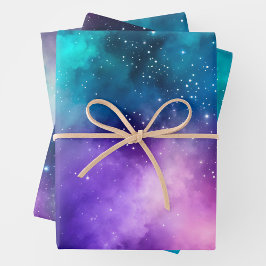Farbenfrohe Galaxy Art Wrapping Paper Sheets Geschenkpapier Set