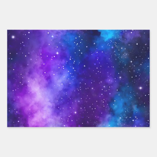 Farbenfrohe Galaxy Art Wrapping Paper Sheets Geschenkpapier Set (Vorderseite)
