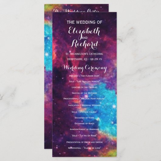 Farbenfrohe Galaxy-Hochzeitsprogramme Programm (Vorne/Hinten)