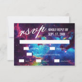 Farbenfrohe Galaxy Wedding RSVP Cards Karte (Vorderseite)