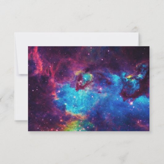 Farbenfrohe Galaxy Wedding RSVP Cards Karte (Rückseite)