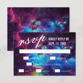 Farbenfrohe Galaxy Wedding RSVP Cards Karte (Vorne/Hinten)