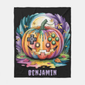 Farbenfrohe Gamer Pumpkin Halloween-Bash-Geschenk Fleecedecke (Vorderseite)