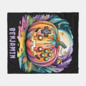 Farbenfrohe Gamer Pumpkin Halloween-Bash-Geschenk Fleecedecke (Vorderseite (Horizontal))