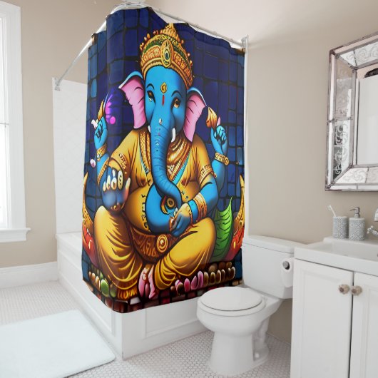Farbenfrohe Ganesh Duschvorhang Set (Beispiel)