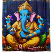 Farbenfrohe Ganesh Duschvorhang Set (Vorderseite)