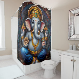 Farbenfrohe Ganesh Duschvorhang Set