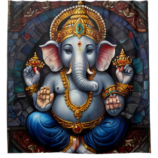 Farbenfrohe Ganesh Duschvorhang Set (Vorderseite)