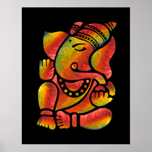 Farbenfrohe Ganesha-Malerei Poster
