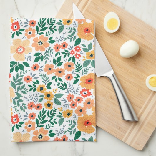 Farbenfrohe Garden Bouquet Muster Geschirrtuch (Viertel Falte)