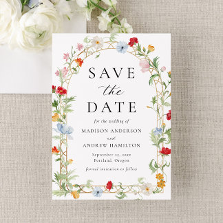Farbenfrohe Garten Florale Bogenhochzeit Save The Date