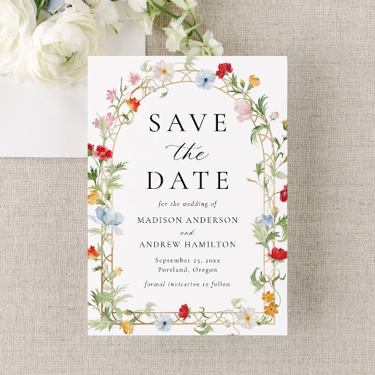 Farbenfrohe Garten Florale Bogenhochzeit Save The Date
